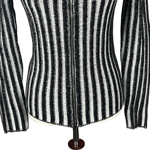 VINCE‎ STRIPED FULL ZIP SWEATER IN BLACK & WHITE NWT WOMEN'S SIZE MEDIUM - Picture 5 of 16